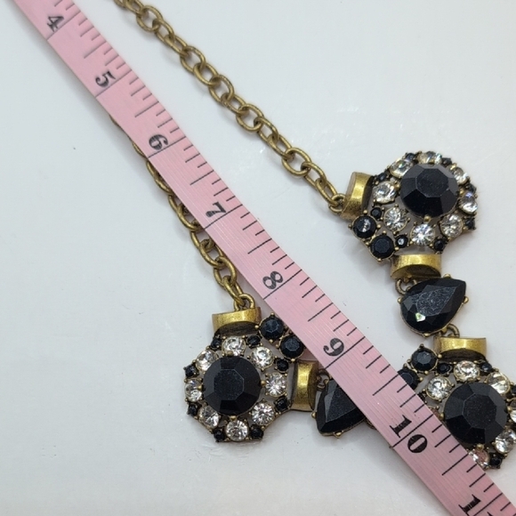 J. Crew Dark Blue Black and Gold Floral Necklace - Picture 4 of 5